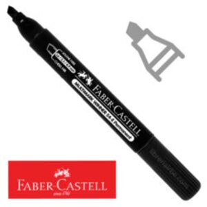 Plumón permanente desechable punta biselada Faber Castell Negro 