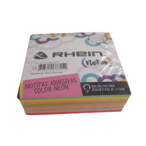 Notas adhesivas neón 75x75mm 225hjs. 9 colores Rehin